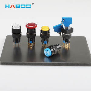 Haboo 16mm DC 6V 12V 24V dẫn đẩy nút chuyển đổi màu đỏ màu xanh lá cây màu vàng màu xanh trắng đèn cố định nút chuyển mạch - Product Image 4