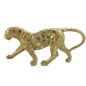 현대 추상 골드 팬더 조각 기하학적 수지 표범 동상 금형 도금 골드 장식 선물 공예 장식 - Product Image 3