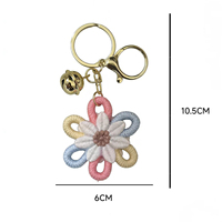 Nouveau porte-clés bohème marguerite, porte-clés floraux au crochet faits à la main, breloques de sac tissées mignonnes tournesol pour femmes, porte-clés clochette charmant