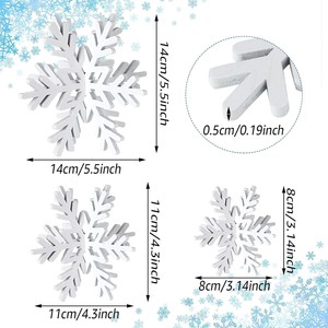 Adornos de Copos de Nieve de Madera 3D, Decoraciones Blancas para Árboles de Navidad, Adornos Colgantes para Fiestas - Product Image 5