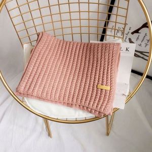 Wholesale Warm Solid Color Long Knitted Scarf for Women Custom <b>Label</b> Winter Scarves - Product Image 4