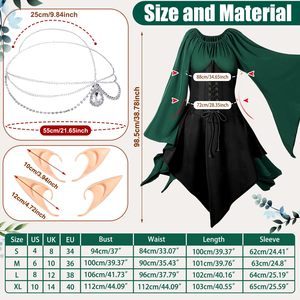 Medieval Fairy Costume Set Women Renaissance Dress <strong>Elf</strong> Girls <strong>Cosplay</strong> With Rhinestone Drop Headpiece <strong>Elf</strong> Ears - Product Image 2