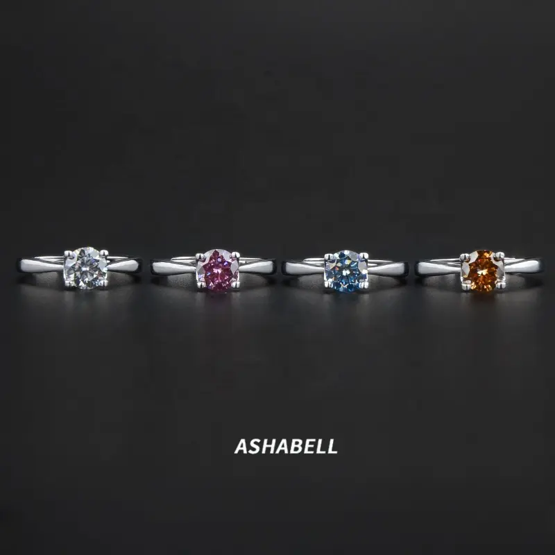 Bague en diamant moissanite de couleur VVS D plaquée argent sterling 925 qui peut passer le test du stylo diamant