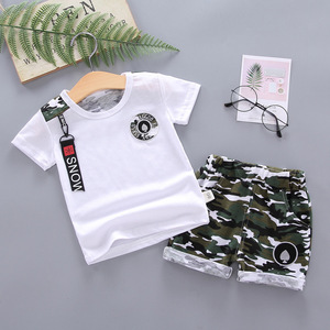 Ensemble chemise et short camouflage pour enfants de deux ans, vêtements pour bébés garçons, été - Product Image 5