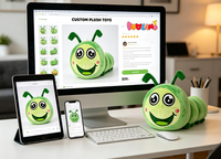 Peluche en tissu doux, adorable figurine de insecte vert souriant, mascotte personnalisée, vente en gros pour cadeau promotionnel, peluche en tissu doux