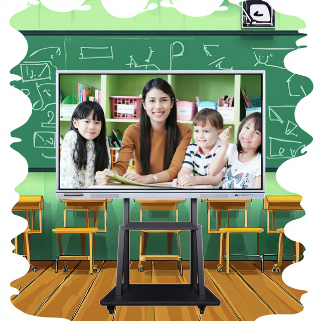 65 75 86 100 Inch Smart Interactive Digital Whiteboard 4K Display 20-Point Touch Screen Android 14/Windows 11 48MP Camera for
