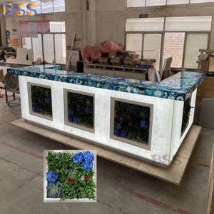 ออกแบบเคาน์เตอร์บาร์ทันสมัย รูปทรงตัวยู ทำจากหินออนิกซ์โปร่งแสง <span class=keywords><strong>ส</strong></span>ำหรับร้านอาหาร บ้านริมสระน้ำ เคาน์เตอร์บาร์ทำจากหินอาเกต - Product Image 3