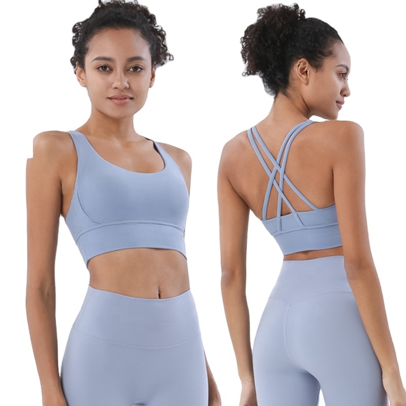 New Style Sports Bra Cross Back U Neck High Support Breathable Fitness Underwear for Women