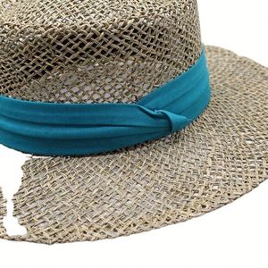 Wholesale Wide Brim Summer Natural Seagrass <b>Straw</b> Beach Sun <b>Hat</b> Concave Boater <b>Hat</b> - Product Image 3