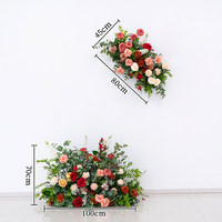 Décor floral de mariage personnalisable fait main durable en soie, roses, pivoines, eucalyptus et verdure artificielle pour toile de fond rectangulaire