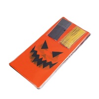 Paquet de bonbons d'Halloween Emballage de cadeau de vacances Couleur orange Ruban imprimé Zip OPP Sac en plastique à poche plate