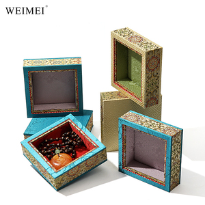 WEIMEI Wholesale Custom Logo Luxury Ethnic Style Brocade Nesting Stackable Square <b>Bangle</b> <b>Bracelet</b> Jewelry Display Organizer Tray - Product Image 5