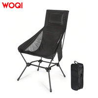 Chaise pliante WOQI en fer à dossier haut pour l'extérieur - Portable pour la pêche, le camping et le jardin - Design contemporain - Option de logo personnalisé