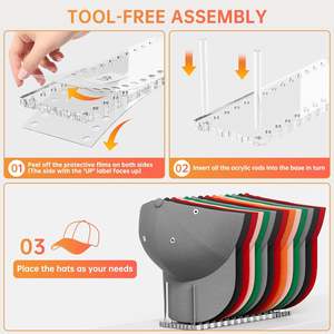 Organizzatore per Cappelli da Baseball <span class=keywords><strong>in</strong></span> Acrilico, Espositore e Porta Cappelli per Armadio, Scrivania e Toeletta - Product Image 4