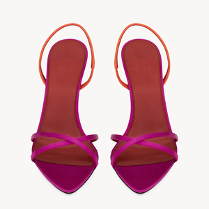 Sandales à talons aiguilles pour femmes, colorblock, à bout pointu, à bride arrière, à fines brides, couleurs vives, vente en gros, OEM, personnalisables - Product Image 3