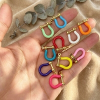 Fermoir manille en laiton plaqué or 18 carats avec émail coloré, petit format, résistant au ternissement, pour la création de colliers et bracelets DIY