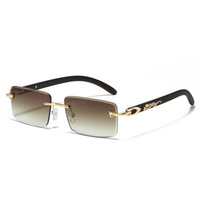 Lunettes de soleil rectangulaires de créateur pour hommes et femmes, sans monture, tendance, motif guépard, unisexe, rétro, protection UV400, couleur personnalisée, logo OEM