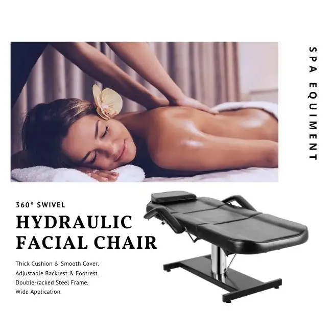 Schwarzes hydraulisches Schönheits bett Tragbarer liegender Friseurs tuhl Massage tisch für Spa Beauty Salon Gesichts stuhl