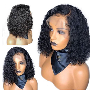 Parrucche in Capelli Umani All'Ingrosso, Bob Corto Liscio o Riccio <span class=keywords><strong>con</strong></span> <span class=keywords><strong>Frangia</strong></span>, Colore Marrone, <span class=keywords><strong>Parrucca</strong></span> Bob <span class=keywords><strong>con</strong></span> Frontale in Pizzo Svizzero 13x4 - Product Image 4
