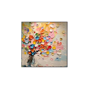 Abstract Floral Oil Canvas Wall Art Square <b>Framed</b> Decor For Living Room Or Restaurant - Product Image 5