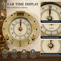 Station météo marine en laiton 3-en-1 : Horloge, Baromètre et Thermohygromètre pour Yacht, Bateau, Camping-car et Décoration