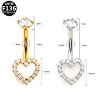 Anneau de nombril interne fileté pour femme Getta, bijoux de corps en zircon, piercing de nombril en titane ASTM-F136 pour mariages et fiançailles