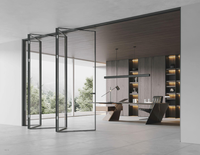 Porte patio pliante moderne en aluminium Deyu, double vitrage trempé, design minimaliste, anti-pincement, garantie 3 ans, modèle