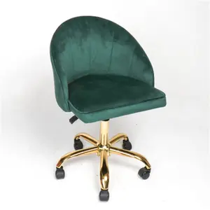 Factory Wholesale Modern Elegant Green Mid Back Velour Home Office Chair Custom Velvet Swivel Chair With Wheels