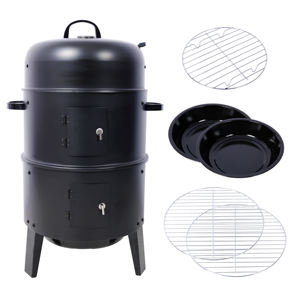 Wood Smoker <b>Grill</b> 16 Inch Vertical Portable <b>Outdoor</b> Cooking Black - Product Image 1