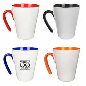 Customized Logo V Shape Special Handle Ceramic Mug Promotion Gift V Shape Coffee Mugs Custom Logo V Shape Ceramic Travel Mug