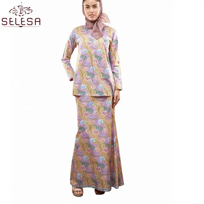 ホット卸売控えめなマレーシア美しい女性イスラムツーピース服エレガントな真珠トルコ女性はイスラム教徒のスーツを着用