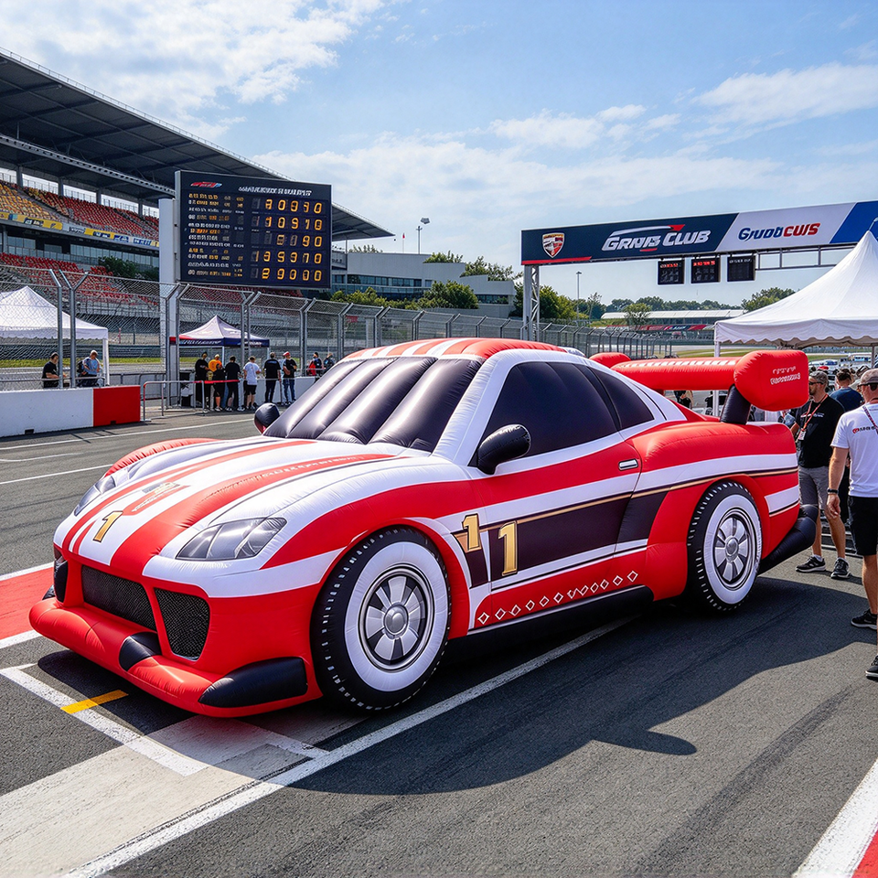 Custom Inflatable Racing Car Model Large Red White UV/Digital Printed ...