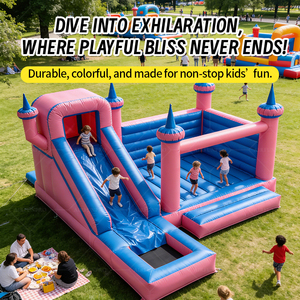 Castillo Inflable Rosa AirFunPro de PVC al por Mayor con Fácil Instalación, Modelo de Animal de Dibujos Animados, Trampolín para 10 Personas - Product Image 1