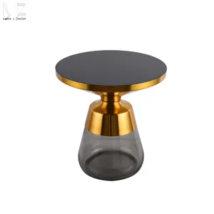 Modern Bedside Round Marble Coffee Bell Glass Base End Furniture Side Tea Center Bedside Coffee Table For Living Room