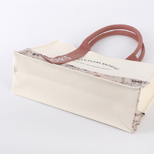 Custom Logo Laminated Canvas <b>Tote</b> <b>Bag</b> with Stereoscopic Design Ribbon Decoration Reusable Eco-friendly Durable <b>Zipper</b> Closure - Product Image 3