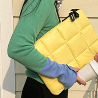 Puffer Quilted Protective Simple Laptop Sleeve 14 Inch Puffy Nylon Polyester Laptop Case Puffy Laptop Sleeve 15-16 Inch Yellow
