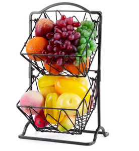 2-tầng hiện đại kim loại giỏ trái cây đứng Dây Treo Nhà Bếp truy cập tổ chức lưu trữ với Dễ dàng cài đặt đứng - Product Image 1