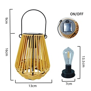 Lanterna Solare Portatile a LED in Rattan IP65 Impermeabile per Illuminazione Esterna e Giardino - Product Image 2