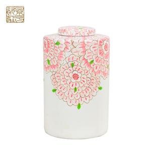 Jarrón de Porcelana <span class=keywords><strong>Rosa</strong></span> Estilo Art Deco Chino al por Mayor, con Pintura de Flores, Florero de Cerámica para Mesa - Product Image 1