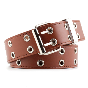 Ceintures en PU DFWB110 noires, roses, marron, bleues, avec 2 rangées de trous, respirantes, 3,3 cm x 110 cm, avec 2 attaches de fixation - Product Image 1