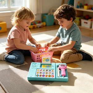 Caisse <span class=keywords><strong>enregistreuse</strong></span> interactive pour enfants : jeu de rôle de caissier et de commerçant, avec fonctions de scan, de jeu d'aliments et de sons amusants - Product Image 1