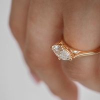 Anillo de Compromiso Solitario con Diamante Cultivado en Laboratorio de 1 Quilate, Corte Marquesa, Diseño Calado, Oro Sólido de 10K/14K/18K, Certificado IGI, CVD/HPHT, Personalizado