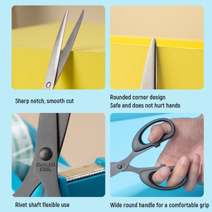 Hot Selling Compact Paper <span class=keywords><strong>Scissors</strong></span> para Crianças Bonito Stainless Steel Blade Stationery para Estudantes Escola Shears - Product Image 4