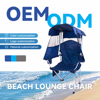 Chaise de plage pliable portable avec auvent 3 côtés, multicolore, construction robuste, capacité de charge 120 kg, pour le camping en plein air