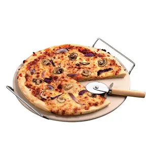 Bán buôn bánh pizza bakeware 13 15 inch Vòng Gốm Lò nướng bánh Pizza nướng đá BBQ nướng đá với dây giá