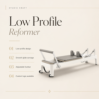 Machine de Pilates Reformer JOYFIT blanche pour usage domestique, cadre en aluminium de qualité studio, barre de pieds réglable, lit de Pilates à résistance par ressort