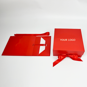 <strong>Red</strong> Luxury Gift <strong>Box</strong> with Magnetic Closure Matte Lamination Book Shape Rigid Cardboard Folding Gift <strong>Box</strong> With Ribbons - Product Image 4