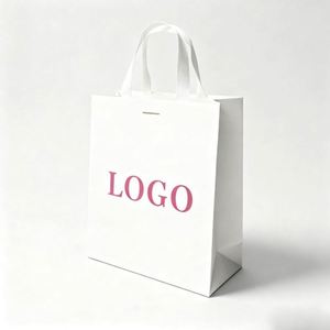 Factory Price Printed Elegant Logo Luxury Boutique Shopping Paper <b>Bag</b> Custom Logo White Paper Gift <b>Bags</b> With Ribbon Handles - Product Image 1