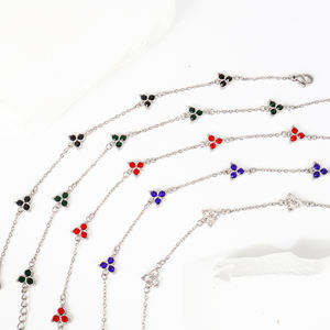 Olivia Trendy mavi kırmızı renkli zirkon bilezik paslanmaz çelik 18k altın kaplama moda erkekler kadınlar için su geçirmez bilezik - Product Image 6