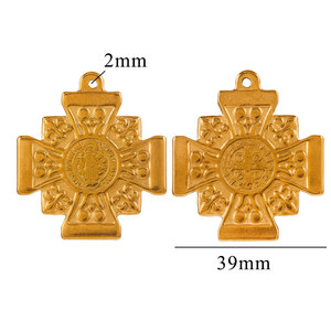 จี้กางเขนนักบุญเบเนดิกต์ DZ055 สีทองโบราณ ทำจากสแตนเลสสตีล เครื่องรางป้องกันภัย สำหรับทำเครื่องประดับสร้อยคอ DIY - Product Image 6